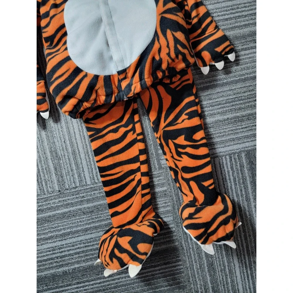 Old Navy Kids 4T/5T Tiger Halloween Costume Orange Black Fleece Hooded One Piece